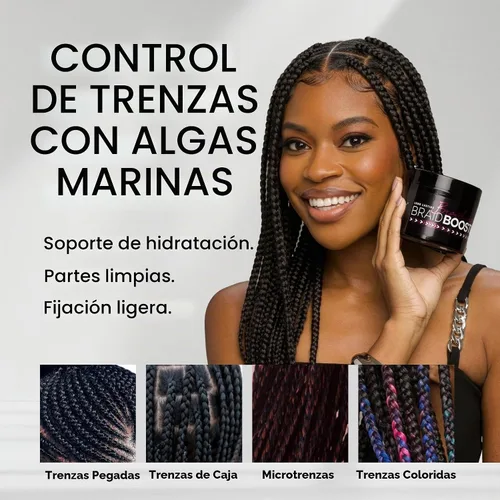 Vista 2 de Style Factor Braid Booster - Gel para trenzar – Gel para el cabello con brillo fuerte y acondicionador con extracto de algas marinas, para trenzas