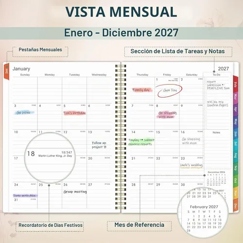 Vista 3 de 2027 Planner - 2027 Weekly and Monthly Planner, Jan 2027 - Dec 2027
