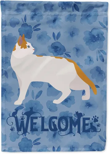 Vista 127 de Caroline's Treasures CK4813CHF - Bandera de bienvenida con gato abisinio azul, manga grande, para porche, para colgar en la pared, poliéster