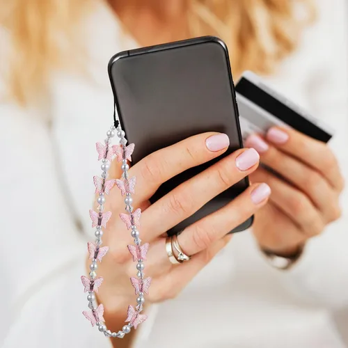 Vista 3 de jojofuny Abalorio para teléfono, 4 unidades, correa para teléfono celular, correa de muñeca para teléfono celular, correa de muñeca para teléfono