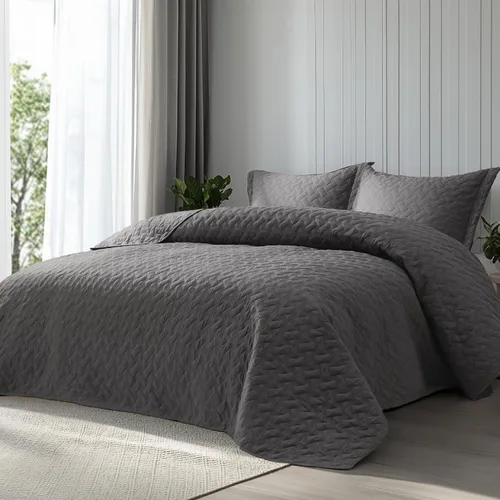 Vista 39 de Bedsure Quilts Twin Size - Lightweight Bedspreads Twin Size with Basket Weave Pattern, Soft Quilt Bedding Set, Grey Comforter Set Coverlet for All