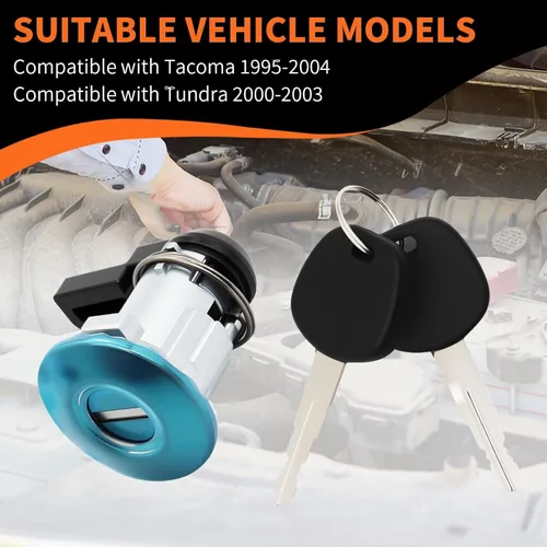 Vista 4 de Cilindro de cerradura de puerta de combustible y llaves compatibles con Tacoma Tundra 1995-2004 69058-35140 69058-26030 69058-34020 Cerradura
