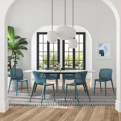 Vista 23 de LESHI Silla de comedor moderna apilable de plástico con respaldo sin brazos para comedor, sala de estar, jardín, patio, balcón, escritorio
