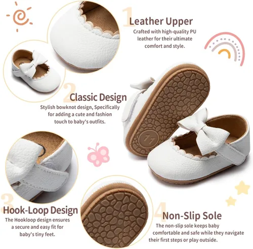 Vista 3 de Zoolar Zapatos planos de princesa suaves para bebés, zapatos planos para boda, Mary Jane, antideslizantes, para recién nacidos, bautizo, suela
