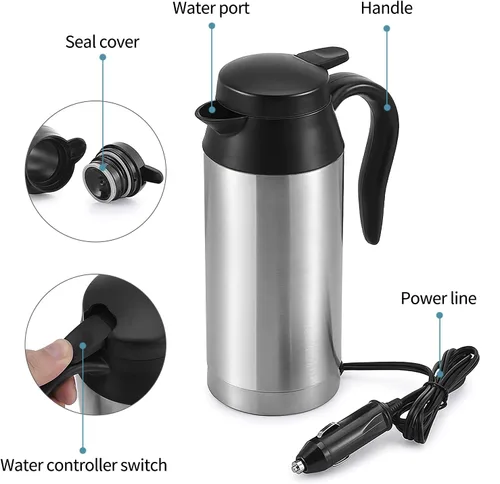 Vista 5 de Sunsbell - Hervidor eléctrico portátil para automóvil, 22.0 fl oz, caldera de agua para automóvil, 12 V, calefacción para automóvil, taza de viaje