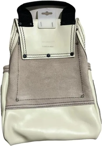 Vista 6 de Versátil bolsa de herramientas de cuero de grano superior de 10 bolsillos con martillo y soporte de cinta, accesorio para cinturón, ideal