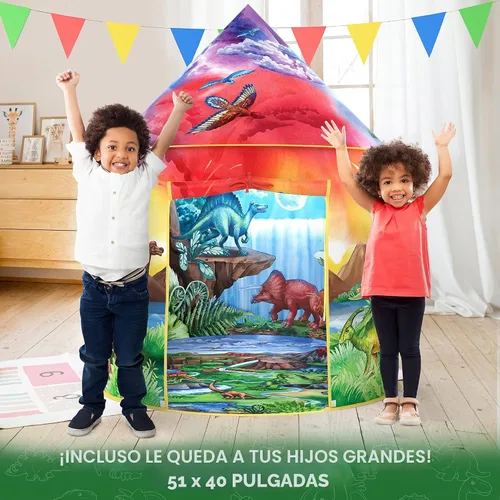 Vista 3 de W&O - Tienda de campaña infantil con botón, diseño extraordinario, desplegable, para niños, juguete para niños y niñas, para exteriores e interiores