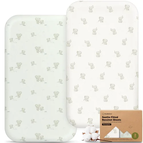 Vista 33 de Paquete de 2 sábanas orgánicas para cuna para niños, niñas, sábana bajera (lino azul) 100% Cotton Bassinet Mattress Sheets, Compatible with Halo