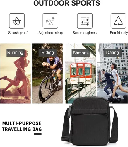 Vista 5 de WEPLAN Bolso cruzado para hombre, mini bolso de hombre, bolso de hombro de mensajero de viaje para hombre, bolsas laterales pequeñas para hombre