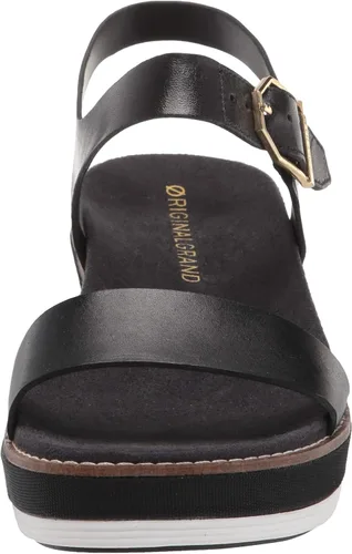 Vista 2 de Cole Haan ORIGINALGRAND Sandalias planas para mujer, color negro y cuña de nailon