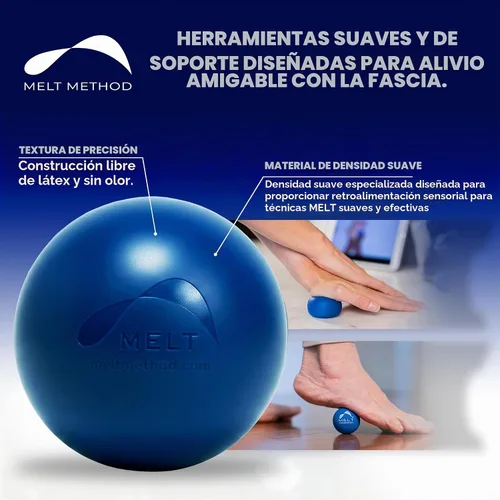 Vista 3 de MELT Method Kit de bola de terapia para manos y pies con Sensory FasciaPoint - Juego de bola de masaje terapéutico y rodillo de masaje para fascitis
