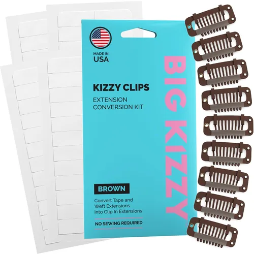 Vista 8 de Kit de extensiones de cabello con clip, convierte extensiones de cabello humano con cinta adhesiva en un juego de clip personalizado, clips a Negro