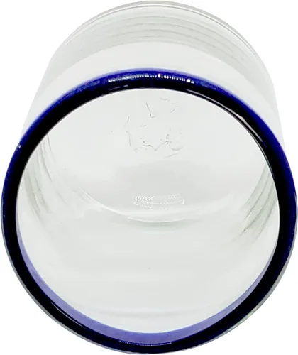 Vista 8 de Vasos de 10 onzas con borde azul cobalto (juego de 6), vidrio reciclado, sin plomo, sin toxinas (Tumbler)