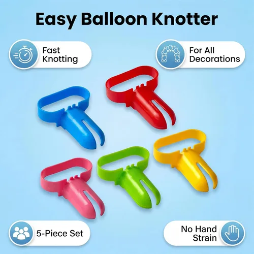 Vista 4 de Asltw - Herramienta de atar globos, paquete de 5, anudador rápido de globos para decoración rápida, herramienta de nudo ligera para globos de látex