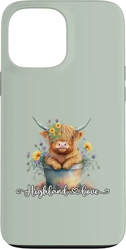 Vista 24 de Lindo bebé Highland vaca ternero amor primavera pastel novedad caso para iPhone 16