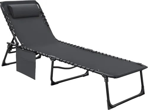 Vista 11 de Flamaker Silla Tumbona boca abajo ajustable de 5 posiciones para tomar el sol, silla de bronceado plegable con agujeros para la cara y los brazos