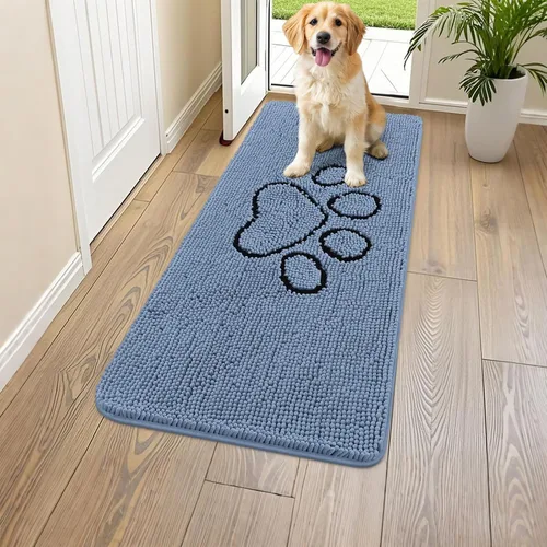 Vista 61 de Smiry Tapete para puerta de perro para patas fangosas, absorbente y Gris y negro