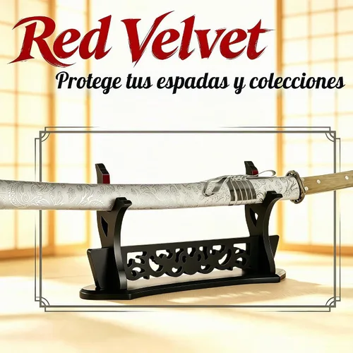 Vista 4 de Soporte de espada con patrón hueco, soporte de exhibición de varitas Katana, soporte de soporte de espada samurai (1 nivel)