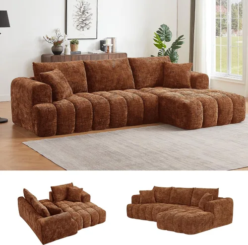 Vista 10 de Camillas deshuesadas de 108.3 pulgadas para sala de estar, sofá modular de nube con diván de gran tamaño, sofá deshuesado en forma de L con asiento