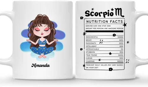 Vista 16 de Gossby Taza de café personalizada con signo de acuario, taza personalizada de horóscopo de 11 onzas para mujeres con diseño, nombre, información