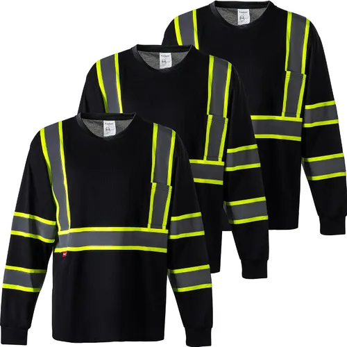 Vista 27 de ProtectX Camisas de manga larga de alta visibilidad, camiseta de seguridad reflectante de alta visibilidad para hombres y mujeres, camisa