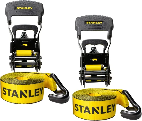 Vista 12 de STANLEY S10002-12 Correas de trinquete negras/amarillas de 1" X 12' - Carga de trabajo segura de 500 LBS / Fuerza de rotura de 1,500 LBS, paquete