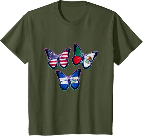 Vista 14 de Multiculti Heritage. Camiseta El Salvador México y Estados Unidos