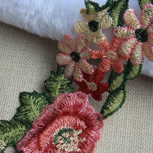 Vista 7 de Acxico Cinta de encaje bordada de flores de 1 yarda, apliques de costura para boda, manualidades, bricolaje