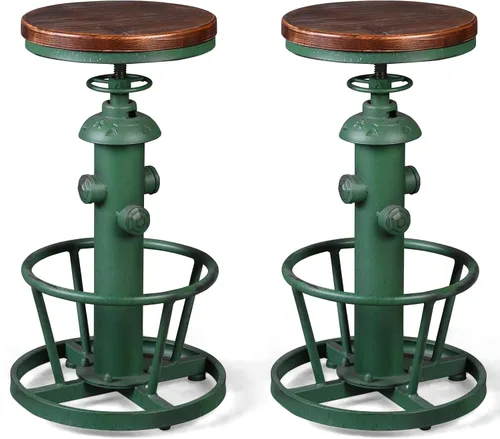 Vista 13 de LOKKHAN American Antique Steampunk Deco Taburete de bar industrial vintage retro elegante diseño de boca de incendios ajustable giratorio