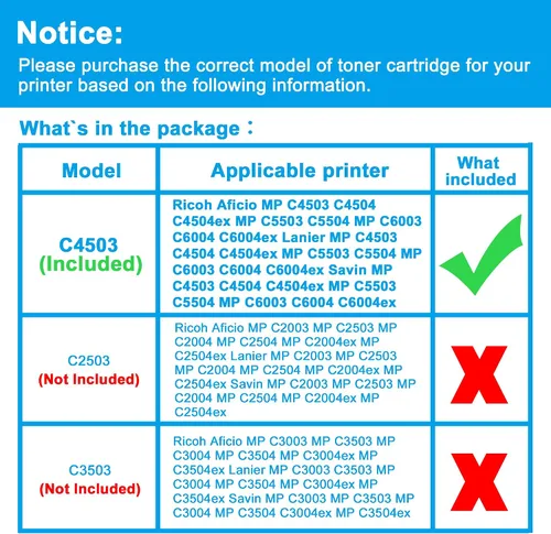 Vista 2 de LCL Cartucho de tóner de repuesto compatible para impresora Ricoh 841849 MP C4503 C4504 C4504ex C5503 C5504 C6003 C6004 C6004ex (paquete de 1 negro)