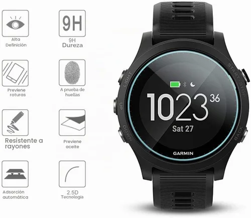 Vista 3 de Diruite Paquete de 4 protectores de pantalla para Garmin Forerunner 935, película protectora de pantalla de vidrio templado ultrafino de dureza 2.5D