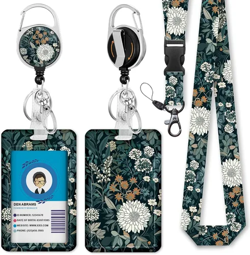 Vista 39 de Giancomics Soporte para tarjetas de identificación negro con cordón, cordones para insignias de identificación con carrete de insignia retráctil