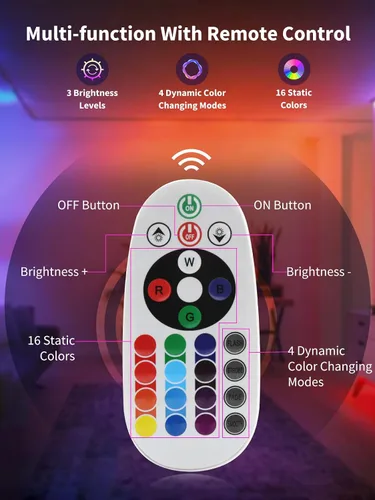 Vista 4 de ZUCKEO Focos LED de 10W para Interiores RGBW que Cambian de Color Iluminación Ascendente para Interiores con Control Remoto, Foco Navideño de 120V