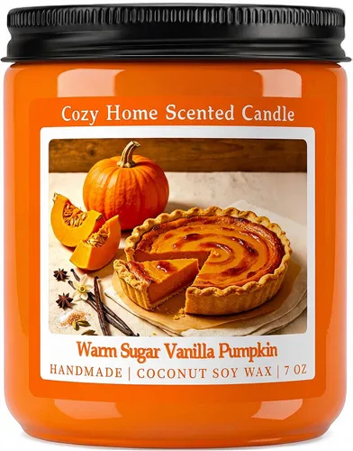 Vista 11 de Homsolver Vela perfumada de canela de manzana de 7 onzas, vela navideña para otoño, invierno y Navidad para el hogar, mezcla de cera de soja de coco