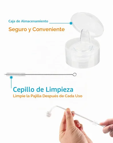 Vista 4 de Kit de conversión de boquilla suave para copa de aprendiz NUK, kit de transición para niños pequeños con boquilla de silicona para sorber, popote