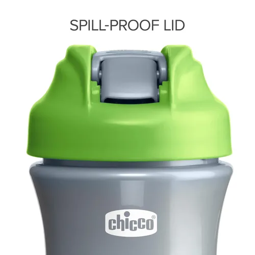 Vista 4 de Chicco Vaso para sorber de boquilla suave de 18 meses, botella de agua para niños pequeños de 12 onzas con diseño antiderrames, mango de fácil Verde