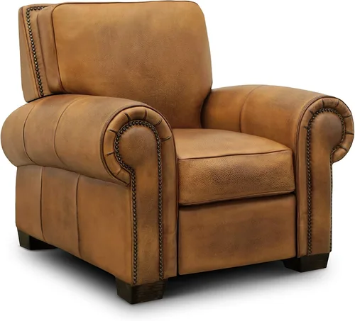 Vista 5 de Sillón reclinable tradicional Valencia 100% de grano superior de cuero envejecido a mano