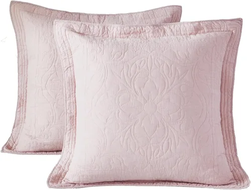 Vista 50 de WINLIFE Funda de almohada acolchada 100% algodón con estampado floral tamaño estándar (azul bebé)