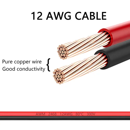 Vista 4 de O Ring Terminal to Battery Connector Cable, 12AWG 45A Connector and 8mm(0.3inch) Terminal Ring Power Cable for Solar Panel Kit and Battery