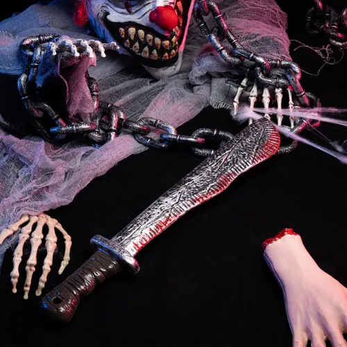 Vista 8 de Spooktacular Creations Accesorio de machete falso de Halloween, cuchillo de machete de plástico, juguete de arma de cuchillo falso para accesorios