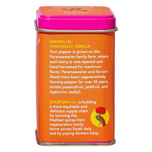 Vista 3 de Diaspora Spice Co. Aranya - Pimienta entera de pimienta negra de origen único de la India, alto aroma, sabor audaz para cocinar, molinillos