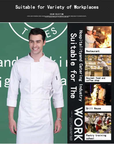 Vista 6 de Chaqueta de Chef personalizada para hotel, cocina, restaurante, chaleco