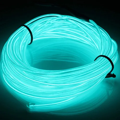 Vista 27 de JIGUOOR - Tira de luces de neón brillantes con cable EL y paquete de baterías, de 9.8 pies, 360 ° de iluminación, para bricolaje, festivales, Azul
