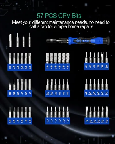 Vista 3 de Set de destornilladores de precisión, 60 en 1 kit de conductor magnéticos con 54 Bits, Professional Electronics – Kit de herramientas de reparación
