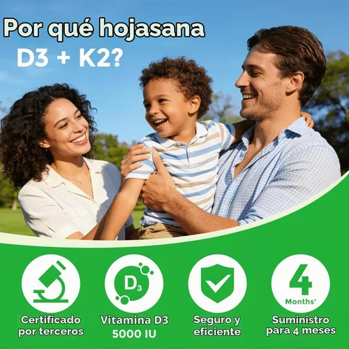 Vista 3 de Vitamina D3 K2 5000IU 100mcg MK-7 para apoyo óseo, inmunológico
