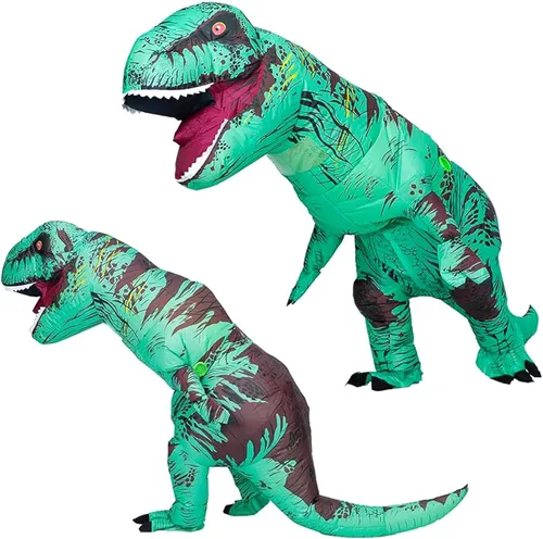 Vista 3 de Disfraz inflable de tiranosaurio para adultos, disfraz de dinosaurio de fantasía, disfraz de estegosaurio, disfraz para Halloween o cosplay