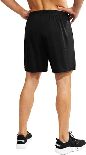 Vista 5 de MIER Pantalones cortos deportivos para hombre, para correr, gimnasio, entrenamiento, 5 pulgadas, de secado rápido, pantalones cortos ligeros
