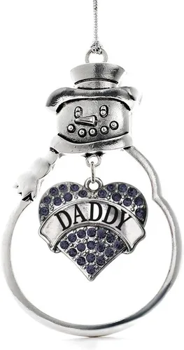 Vista 22 de Inspired Silver - Fuerza Aérea - Adorno de Navidad plateado - Adorno de árbol de Navidad con colgante de corazón azul con circonita cúbica