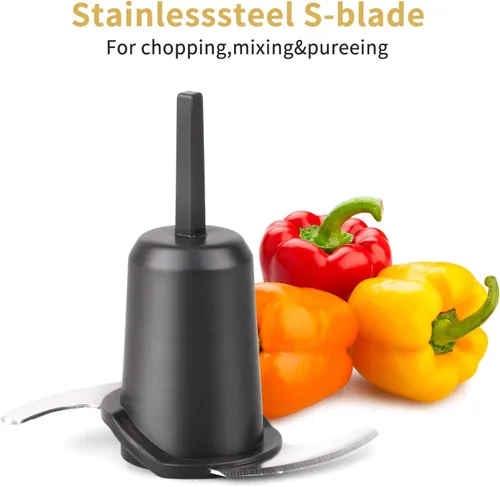 Vista 8 de La Reveuse Mini Procesador Eléctrico de Alimentos con 200 Vatios, Tazón de Preparación de 2 Tazas para Picar, Cortar, Moler, Mezclar, Puré