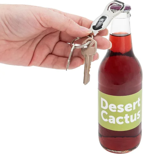 Vista 6 de Desert Cactus Elvis Presley - Llavero con abrebotellas para llaves de coche (diseño de botella plateada B)